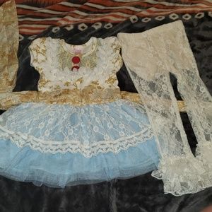 Giggle moon dress with lace ruffle leggings